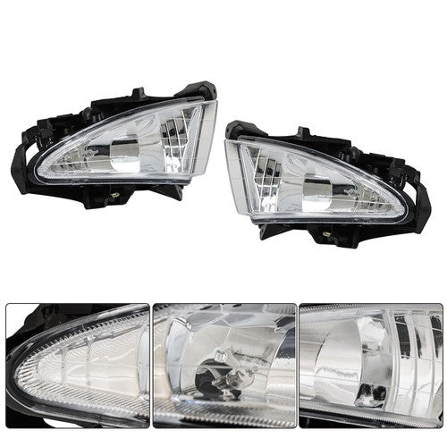 DURAFORCE Switch Bulbs Bezel Wire Harness Black Fog Light Kit For 07-10 Hyundai Elantra