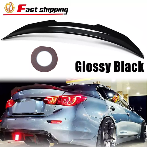 DURAFORCE PSM Style Rear Trunk Spoiler Wing Gloss Black for 2014-2024 for Infiniti Q50