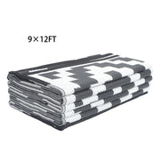 DURAFORCE 9x12 ft Waterproof Outdoor Rug Outdoor Plastic Straw Rug Carpet Black & White
