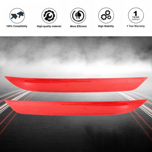 DURAFORCE 2PCS Rear Bumper Reflector Tail Set Left&Right RED For 2016-2017 Honda Accord