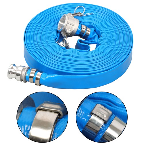 DURAFORCE 1-1/4" x 100' Pvc Backwash Discharge Hose For Swimming Pools W/ Pin Lug Fittings