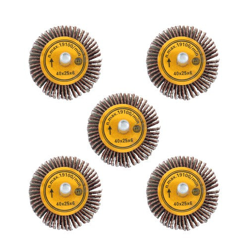 DURAFORCE 5 Pack 1-1/2" x 1" x 1/4" Shank Mounted Flap Wheels 60 Grit Aluminum Oxide