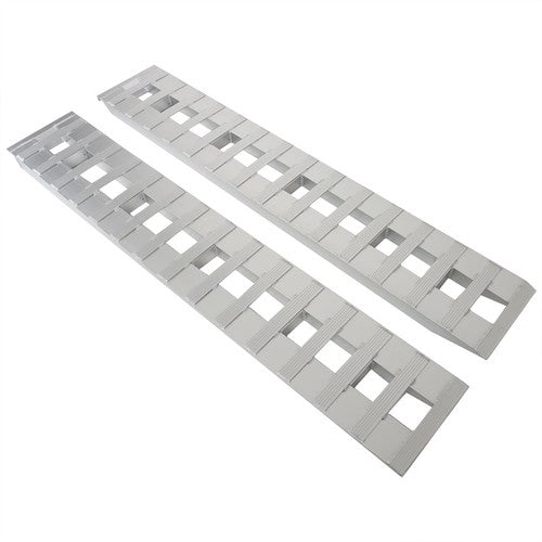 DURAFORCE 1 Pair 6063 Aluminum Silver 84" × 14" Ramps 6000Lbs Car Trailer Truck Hook End