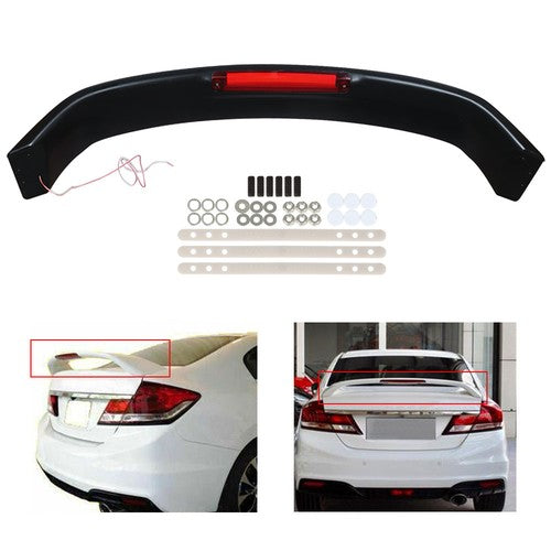 DURAFORCE For Honda Civic 2012 13 14-15 ABS Rear Trunk Lip Spoiler Wing w/Led Brake Light