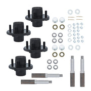 DURAFORCE 4 Sets 4 on 4"Trailer Hub Kit and 1" Round BT8 Spindle W/Trailer Bearing
