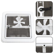 DURAFORCE 14" x 14" 12V Reversible FAN Kit RV Roof Vent For Camper Manual Lift Black Lid