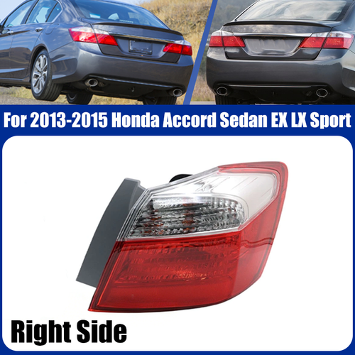 DURAFORCE Outer Tail Light Right Side for 2013-2015 for Honda Accord Sedan EX LX Sport