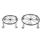 DURAFORCE 2 Pack 10" 12" Metal Plant Stands Outdoor Indoor Round Pot Stand Rustproof Black