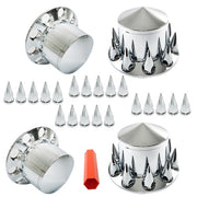 DURAFORCE 33mm Spiked Axle Cover Set Rear Axle Complete Wheel Cover Fits For Semi Truck