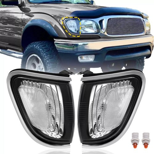 2PC Side Marker Corner Parking Lights Turn Signal Chrome for Toyota Tacoma 01-04