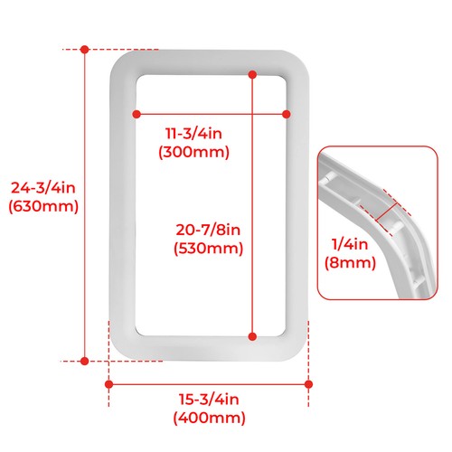 15.7 x 24.8 White RV Entrance Door Window Frame for Camper Trailer