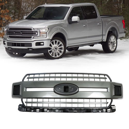 DURAFORCE Plastic Gray Front Upper Hood Grille New For Ford F-150 XLT XL 2018 2019 2020