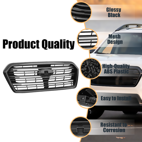 Glossy Black Front Upper Grille Mesh Fit For 2019 2020 2021 2022 Subaru Ascent