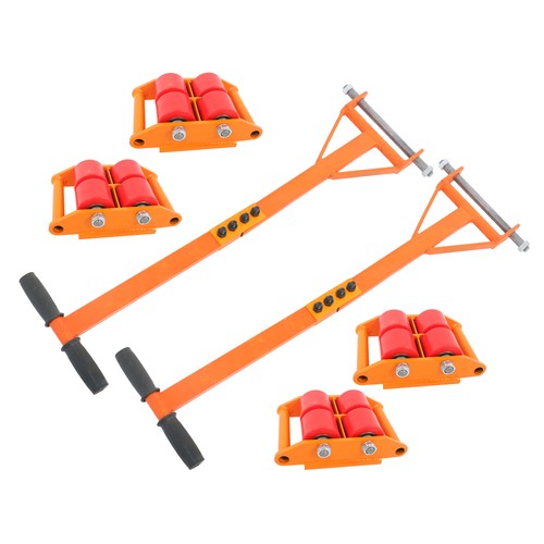 DURAFORCE 4 Pcs Machinery Skates Dolly With Handle 360° Rotation 6T/13200Lbs Heavy Duty