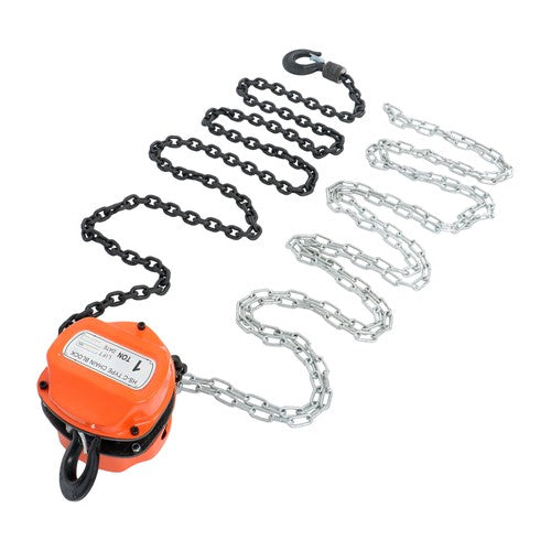 DURAFORCE Manual Chain Hoist | 1 Ton / 2200 lbs Capacity | 2 Hooks Red | 10ft / 3m Lift