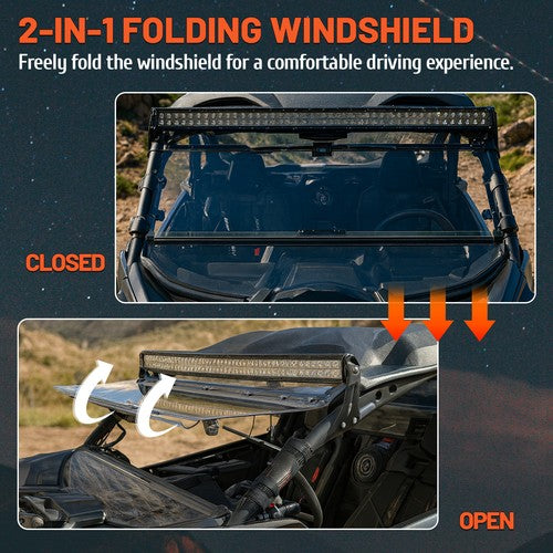 2-In-1 Flip Front Clear Windshield with Hardware for Can-Am Maverick X3 2017-2025