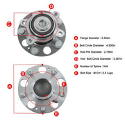 DURAFORCE 2x Rear Wheel Bearing & Hubs For Honda Civic Wheel Bearing Hub w/ ABS 1.8L LX DX