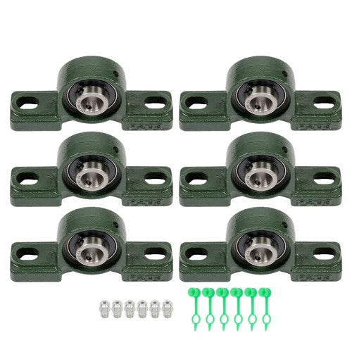 DURAFORCE 6PCS UCP202-10 Pillow Block Mounted Ball Bearing 5/8" Bore 2 Bolt Cast Iron Base