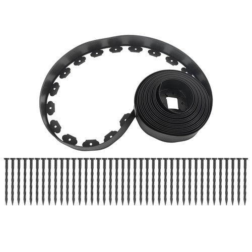 DURAFORCE No Dig Lawn Border L-shaped Lawn Garden Edging Kit With Anchoring Spikes Plastic