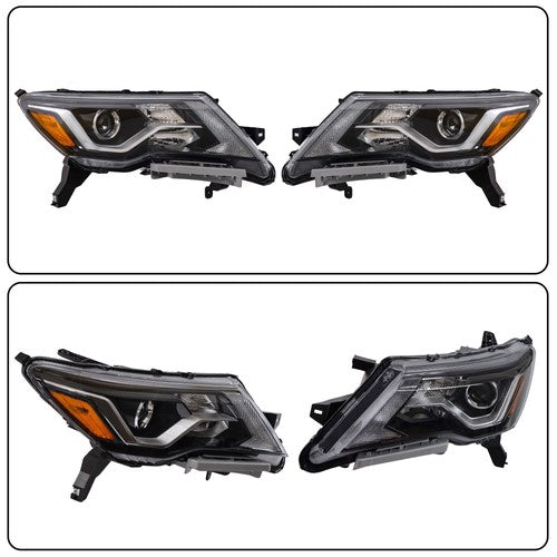 DURAFORCE Pair Headlights Assembly Set For Nissan Pathfinder 2017-2020 Halogen W/LED DRL