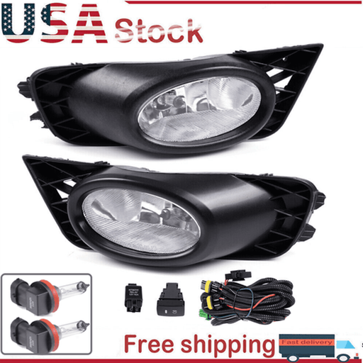 DURAFORCE For 2009 2010 2011 Honda Civic Sedan Clear Lens Fog Lights W/Bulb Switch Wiring