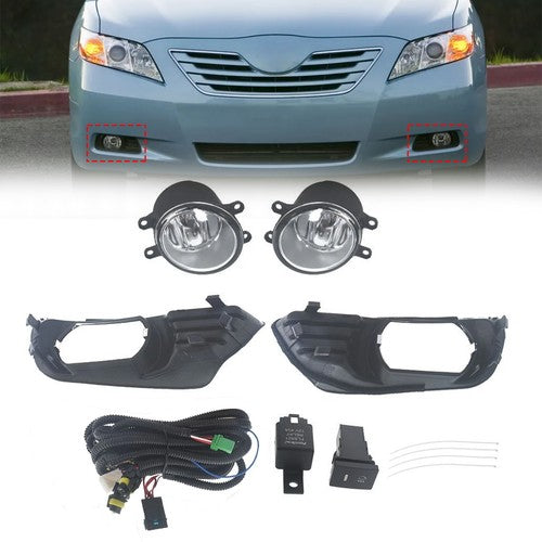 DURAFORCE Front Bumper Clear Halogen Fog Lights Lamps Pair for 2007 2008 2009 Toyota Camry