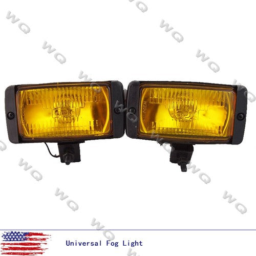 Universal 12V Front Quartz Yellow lens Halogen Fog Lights Lamp Car Van 3x6“ Pair