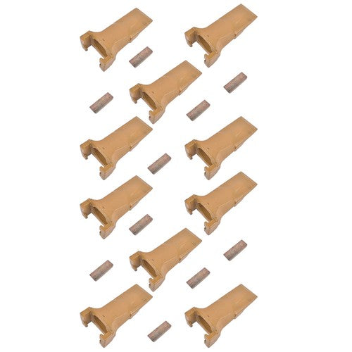 DURAFORCE 10 Pack Bucket Teeth with Flex Pins Yellow V17SYL V17PN Fits for Backhoe Loader