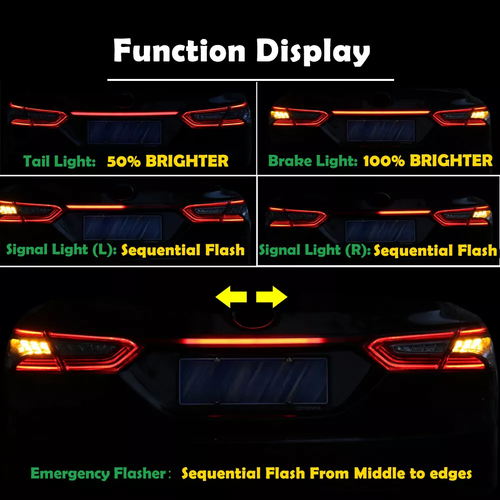 DURAFORCE LED Dynamic Rear Red Lens Turn Signal Tail Light for Toyota Camry 2018-2024