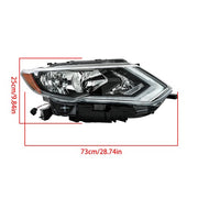 DURAFORCE Headlight Replacement For Nissan Rogue 2017 2018 2019 Right Side Chrome Housing