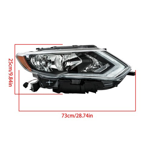 DURAFORCE Headlight Replacement For Nissan Rogue 2017 2018 2019 Right Side Chrome Housing