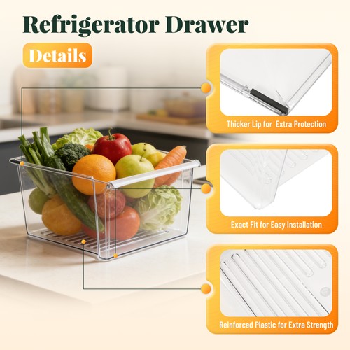DURAFORCE Refrigerator Clear Crisper Drawer Polystyrene For Whirlpool WP2188656 PS890591