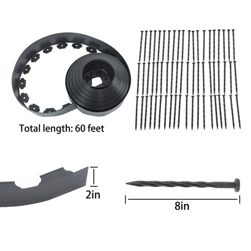 DURAFORCE 60ft Landscape Edging with 60 Spikes for Lawn 2 Inch Tall US Garden Edging