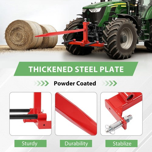 DURAFORCE 3 Point Hay Bale Spear Receiver Hitch Cat 1 Tractor W/Gooseneck Ball 3000 LB