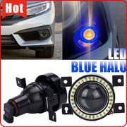 DURAFORCE LED Blue Halo Projector Fog Light Angel Eyes Ring DRL for 2016-2021 for Honda Civic