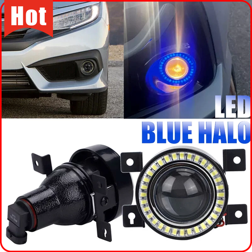 DURAFORCE LED Blue Halo Projector Fog Light Angel Eyes Ring DRL for 2016-2021 for Honda Civic