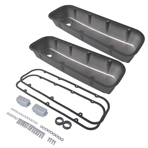 DURAFORCE 3-11/16" Tall Finned Valve Covers Polished Fits Chevy BBC 396-502 1965-1995