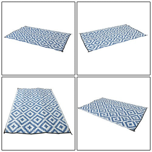 DURAFORCE Navy Blue White 5x9FT Waterproof Foldable Plastic For Camping Outdoor Carpet