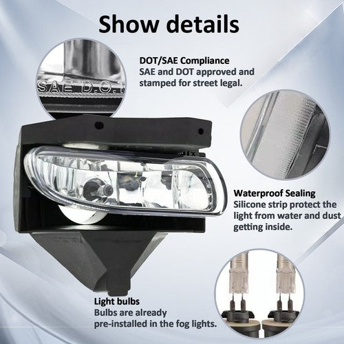 DURAFORCE Pair Front Bumper Driving Fog Light Lamp W/Bulbs For 1999-2004 Ford Mustang GT