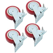 DURAFORCE 4 Pack 6' x 2' Heavy Duty Caster Wheel Swivel Plate PU With Brake Wheels