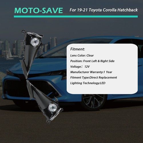 DURAFORCE LH+RH Daytime Running Lights w/Wiring Switch For 19-21 Toyota Corolla Hatchback