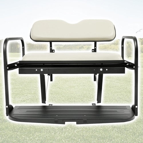 DURAFORCE Golf Cart Folding Rear Flip Seat for Yamaha Drive (G29) 2007-2016 Off White