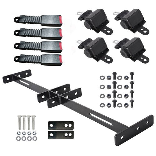 DURAFORCE New 4 Retractable Seat Belts and Bracket Kit For EZGO Yamaha Club Car Golf Cart