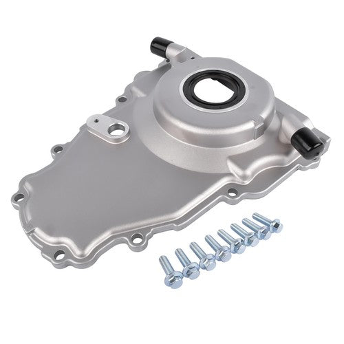 DURAFORCE Timing Cover with 10AN Twin Turbo Oil Drain Fittings for LS Gen IV GM LS 6.2L