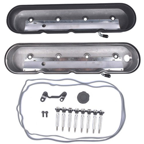 DURAFORCE GM LS Black Cast Aluminum Valve Covers w/Coil Mounts For LS1 LS2 LS3 5.3 6.0 6.2