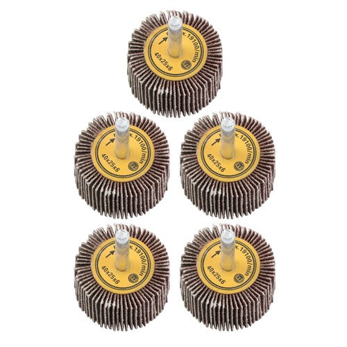 DURAFORCE 5 Pack 1-1/2" x 1" x 1/4" Aluminum Oxide Shank Mounted Flap Wheels 120 Grit