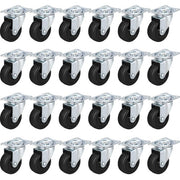 DURAFORCE 2" Swivel Caster Wheels Rubber Base & Top Plate Bearing Heavy Duty 24 Pack