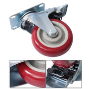 DURAFORCE 4 pcs 4-inch universal casters red (2 with brakes and 2 without brakes)