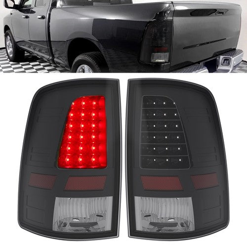 For 2009 2018 Dodge Ram 1500 2500 3500 LED Black Tail Lights Brake Lamps A Pair