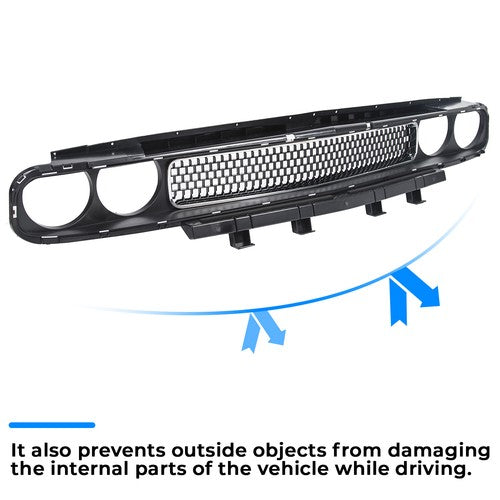 Front Bumper Grille Black Chrome Trim Molding for 2008-2014 Dodge Challenger